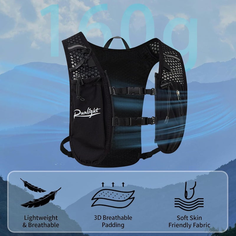 Runlight Running Vest for Women Men, Adjustable Hydration Backpack Breathable Reflective with 1.5L Water Bladder for Hiking, Trail, Running, Marathons, Cycling - Image 5